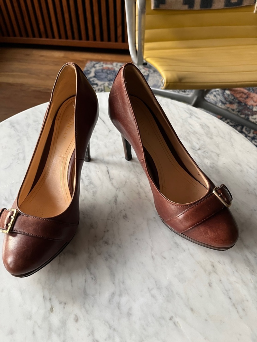 Cole Haan Brown Leather Buckle High Heels